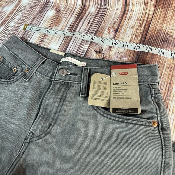 NEW Levi's LOW PRO STRAIGHT Leg Size 26 Gray Mid Rise Jeans Denim Pants 28x30 - Picture 5 of 15